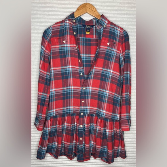 Polo Ralph Lauren Girls Sz 12 Plaid Shirt Dress Like New Condition Cotton Twill - Picture 12 of 12